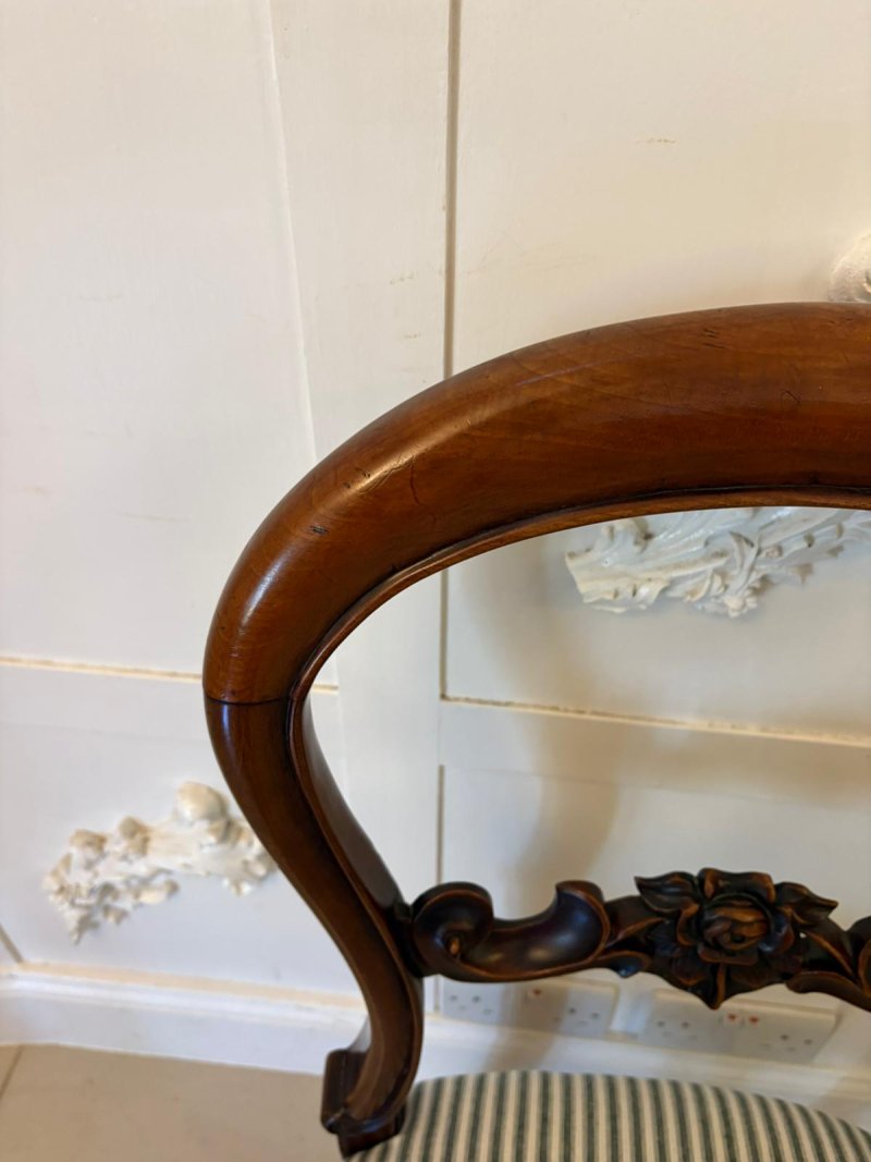 Set of 6 Antique Victorian Quality Carved Mahogany Balloon Back Dining Chairs - Image 14